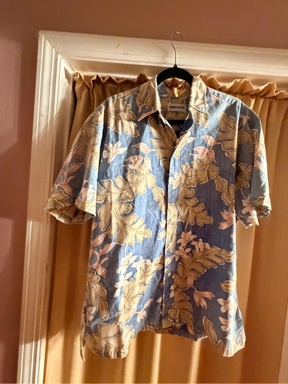 Tropical Floral Short-Sleeve Dress Shirt - Blue/Tan